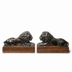 A pair of bronze lions after Boizot for chenets in the Salon de la Paix, Versailles