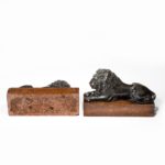 A pair of bronze lions after Boizot for chenets in the Salon de la Paix