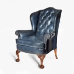 Chippendale style leather wing armchair 2