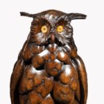 large Black Forest Lindenwood eagle owl attributed to Ruef Brothers head