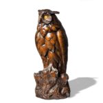 large Black Forest Lindenwood eagle owl attributed to Ruef Brothers left