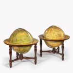 pair 12 inch table globes by J & W Newton dated