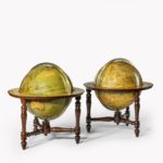 pair 12 inch table globes by J & W Newton dated