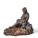 Meiji period bronze sculpture of mother and son by Atsuyosh left