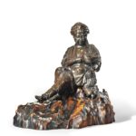 Meiji period bronze sculpture of mother and son by Atsuyosh front