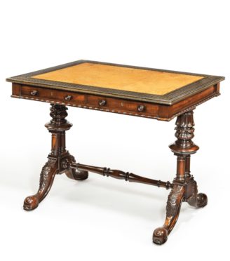 A Goncalo Alves (Albuera wood) writing table by Gillows and Bullock