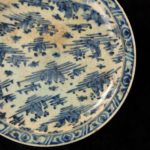 A Safavid blue and white pottery dish detail