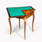 kingwood marquetry envelope card table open side