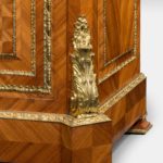An outstanding tulipwood bureau bookcase side bottom details