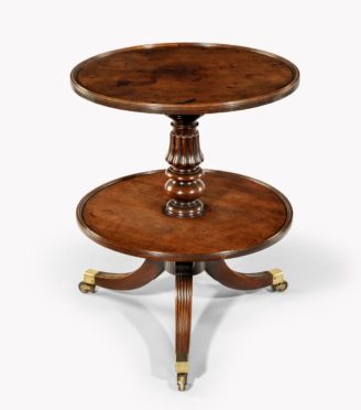 A William IV two tier mahogany table attribruted to Gillows