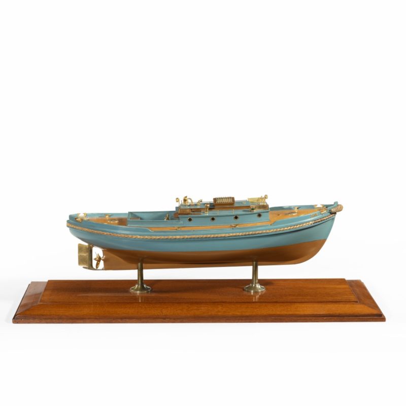 A detailed owner’s model or shipyard model of a double ended harbour launch