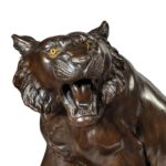 Large Meiji Period Bronze Tiger by Genryusai Seiya face