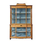 A fine late Victorian Douglas fir, cherry and laburnum display cabinet from Cowden Castle