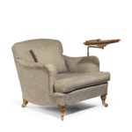 Victorian walnut library arm chair by Howard & Sons