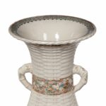 large Meiji period Satsuma earthenware floor vase rim