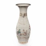 large Meiji period Satsuma earthenware floor vase side