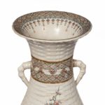 A large Meiji period Satsuma earthenware floor vase details back rim details