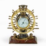 A Victorian brass novelty clock by Elkington & Co back