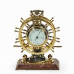 A Victorian brass novelty clock by Elkington & Co back view