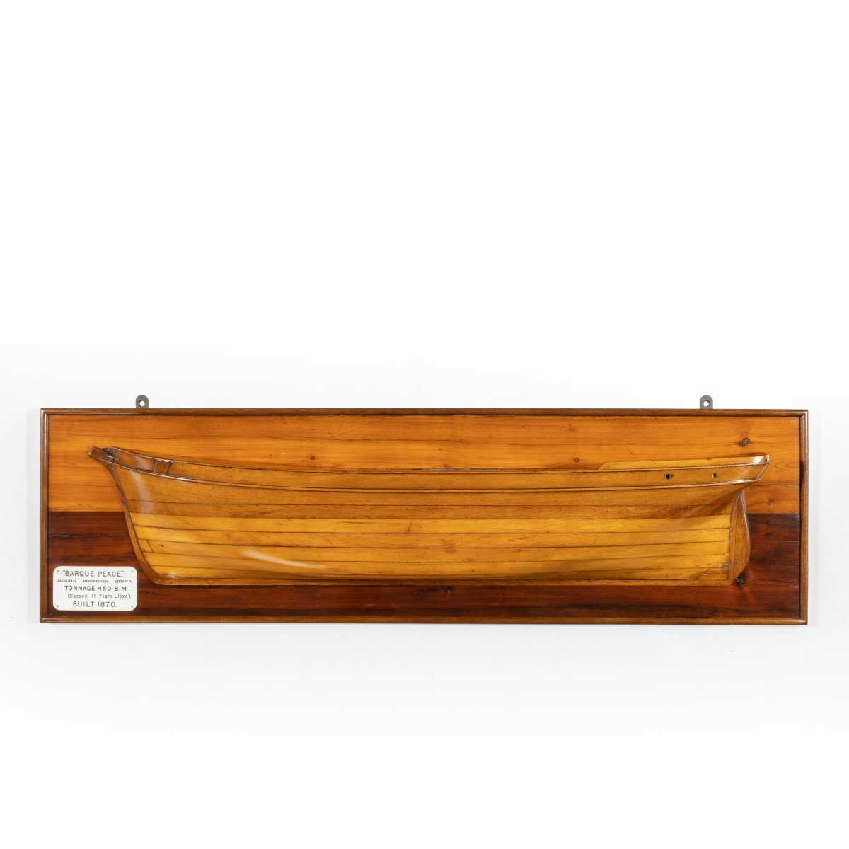 A fine half hull model of ‘Barque Peace’