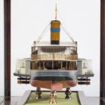 A builder's model of the Brazilian passenger paddle steamer Caxias close up