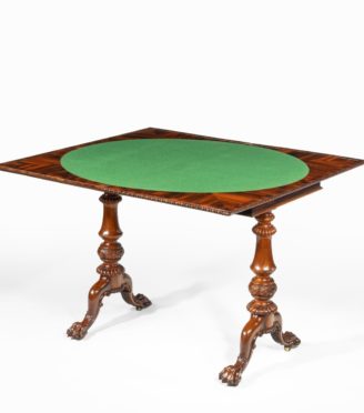 An early Victorian Goncalo Alves card table attributed to Gillows