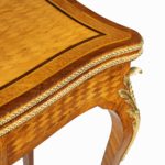 Parquetry card table by Sormani detail close up corner details