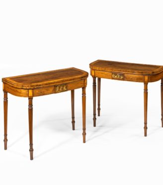 A pair of George III rosewood Sheraton period card tables - Main Image