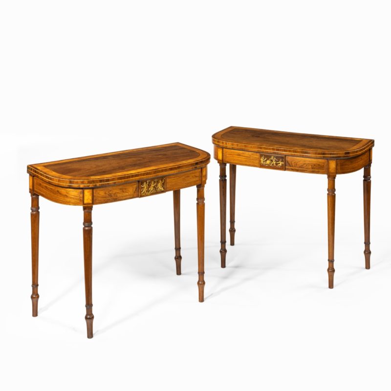 A pair of George III rosewood Sheraton period card tables - Main Image