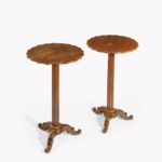 pair of Italian solid olive wood side tables