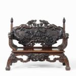 Meiji period two-seater hall bench