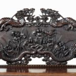 Meiji period two-seater hall bench detail