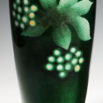 A Showa period green gin-bari trumpet vase by Ando flowers single shot