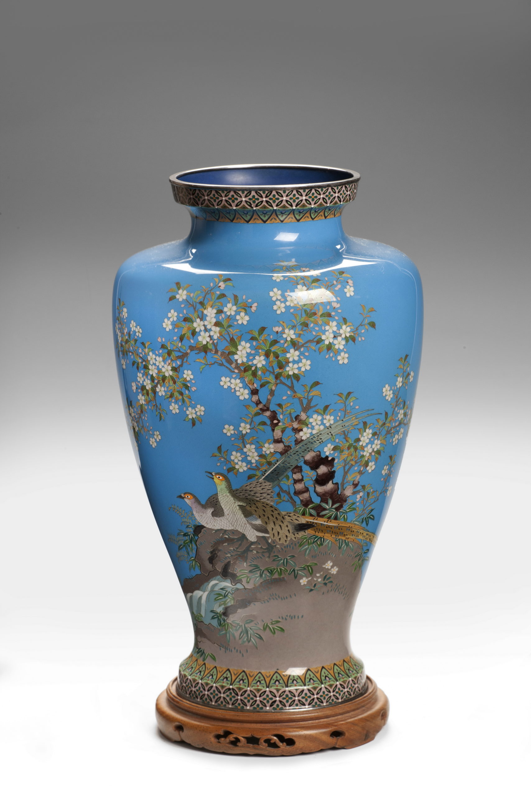 A large Showa period cloisonné presentation vase in the style of Hayashi