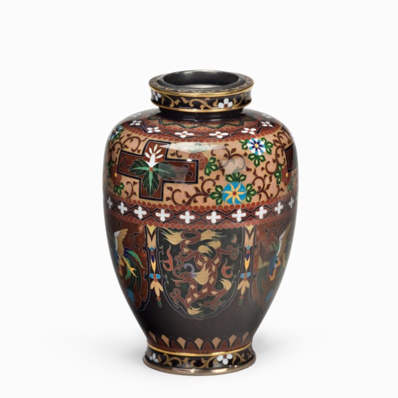 A small fine quality Meiji period cloisonne enamel vase
