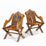 Pair of Glastonbury chairs made for the Pembertons of Durham