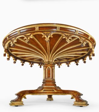 A Pugin table commissioned by King George IV for Windsor Castle from Morel and Seddon