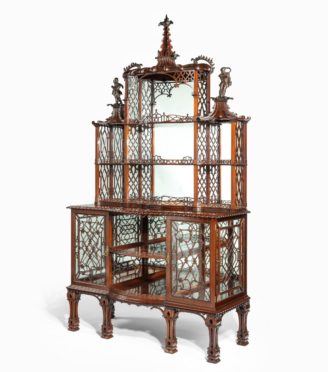 A Chinese Chippendale fretwork display cabinet by Morant