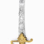 A fine presentation sword given to Lieutenant Charles Peake as a token of gratitude blade details