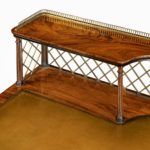 An olivewood pedestal desk attributed to Wright and Mansfield top