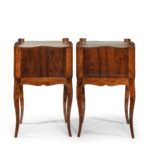 A pair of freestanding French kingwood bedside cabinets back