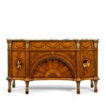 A satinwood Sheraton Revival breakfront marquetry commode main