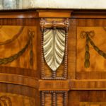 Satinwood Sheraton Revival breakfront marquetry commode corner