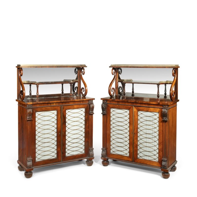 A pair of George IV rosewood side cabinets by Gillows