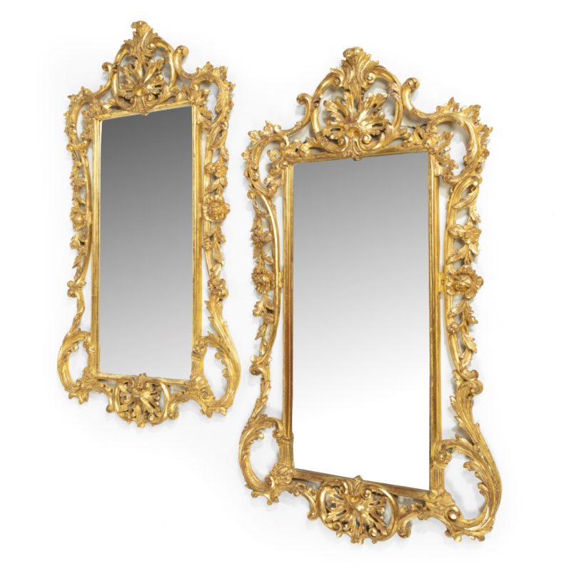 A pair of Victorian giltwood mirrors in the Chippendale style