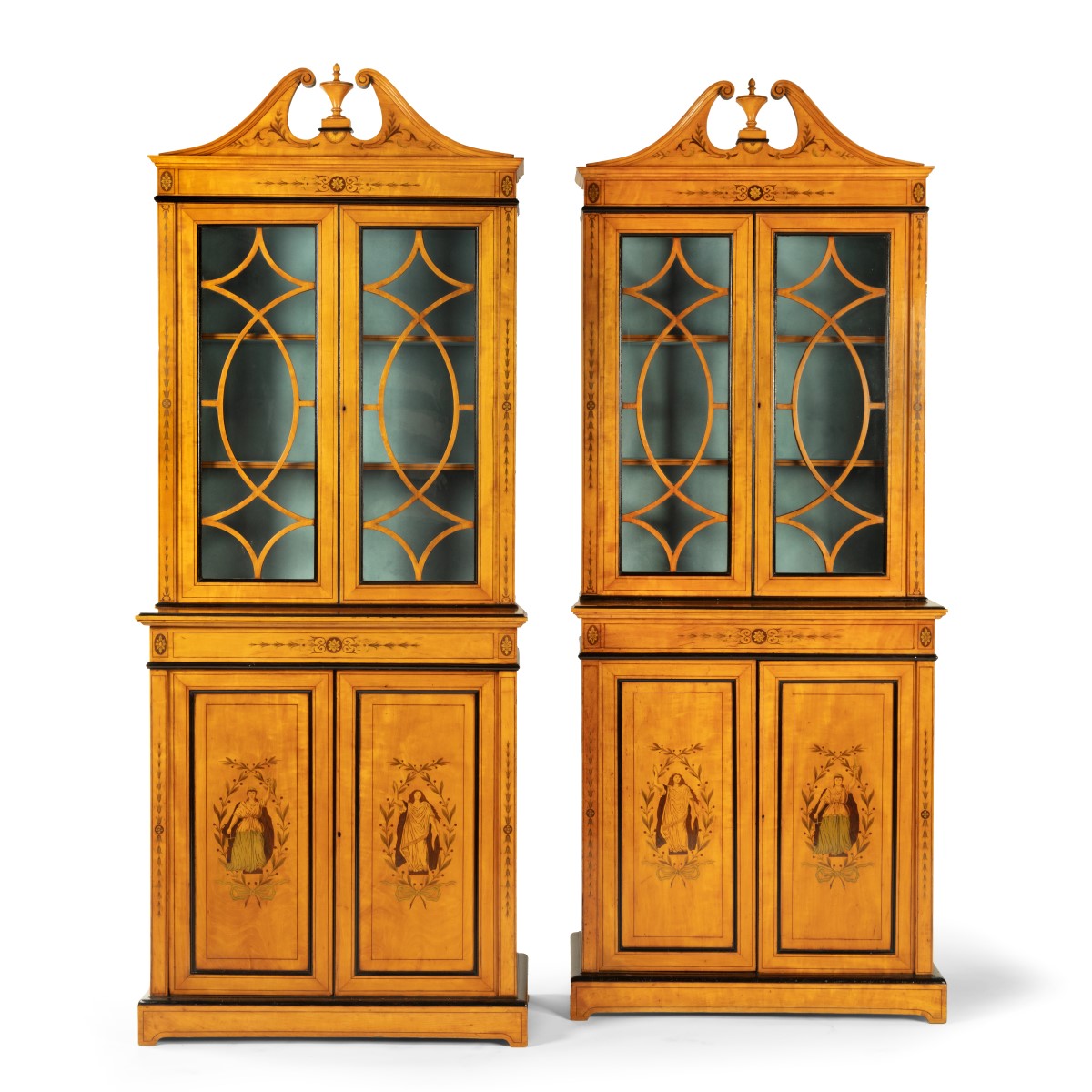 A pair of mid Victorian satinwood bookcases