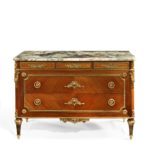 A French marble topped kingwood commode