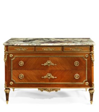 A French marble topped kingwood commode