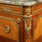 French marble topped kingwood commode corner detail