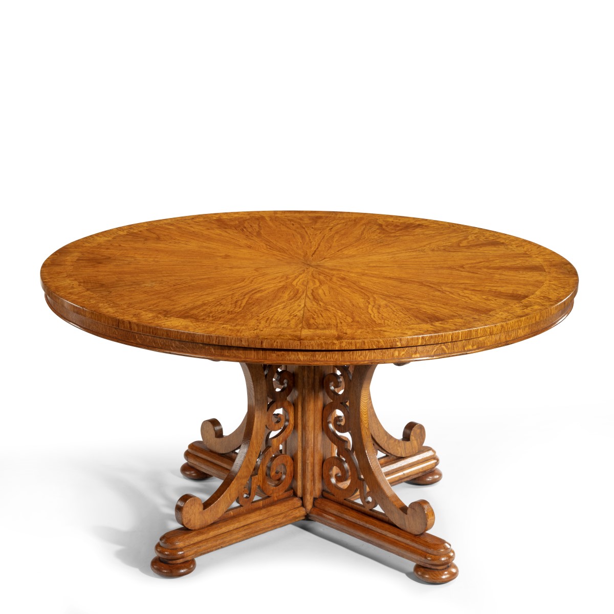 A fine Victorian pollard oak centre table, in the manner of Bridgens,
